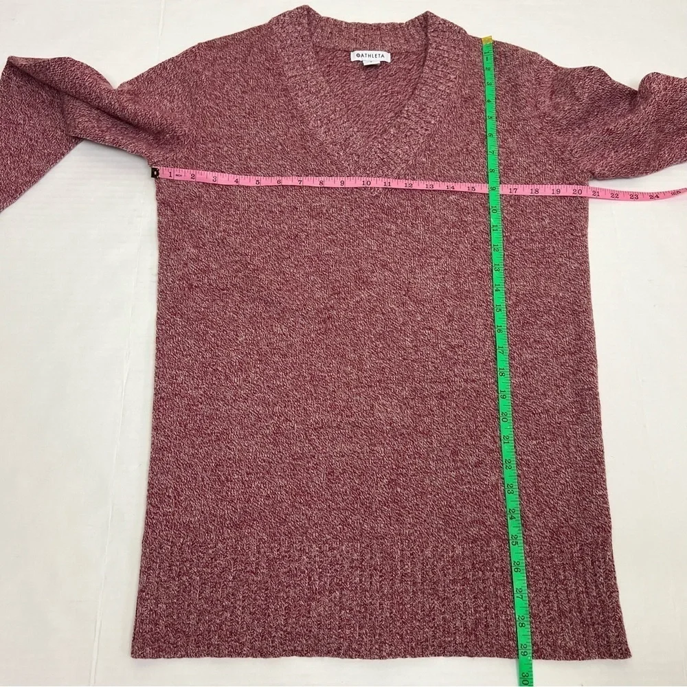 Athleta S Wine Red Vital V-Neck Tunic Sweater Cashmere Wool Lounge Oversized
